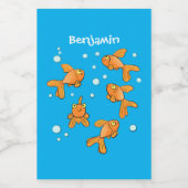 Niedlich orangefarbener Goldfisch auf der Abbildun Lebensmitteletikett (Einzelnes Label)