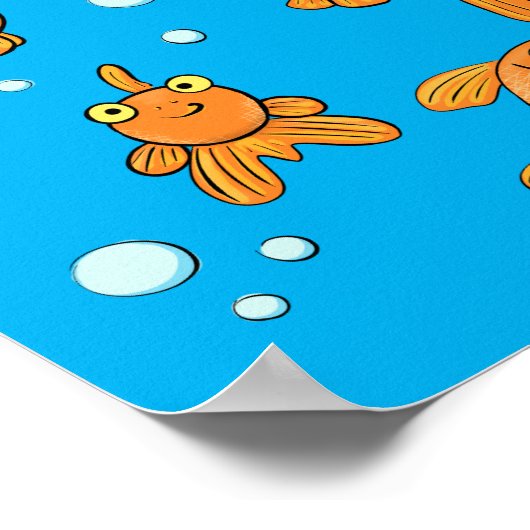 Niedlich orangefarbener Goldfisch auf der Abbildun Poster (Ecke)