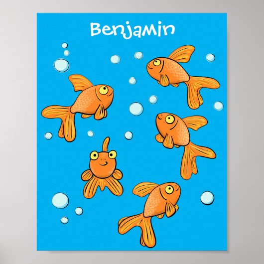 Niedlich orangefarbener Goldfisch auf der Abbildun Poster (Vorne)