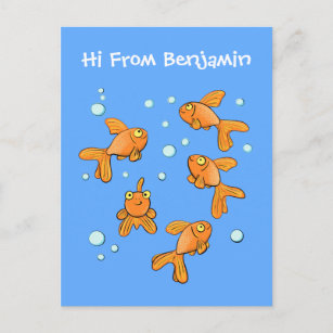 Niedlich orangefarbener Goldfisch auf der Abbildun Postkarte
