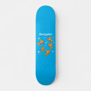 Niedlich orangefarbener Goldfisch auf der Abbildun Skateboard