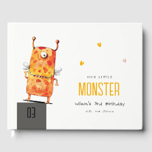 Niedlich orangefarbenes Ein Mit Augen Monster Kind Gästebuch
