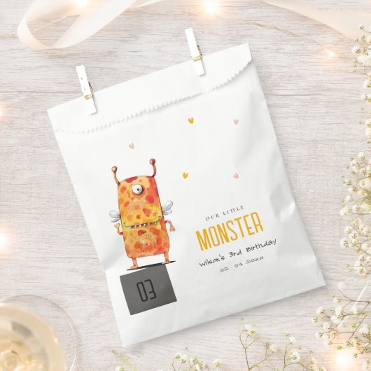 Niedlich orangefarbenes Ein Mit Augen Monster Kind Geschenktütchen (Ausgeschnitten)