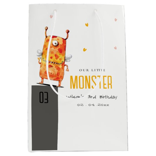 Niedlich orangefarbenes Ein Mit Augen Monster Kind Mittlere Geschenktüte (Vorderseite)
