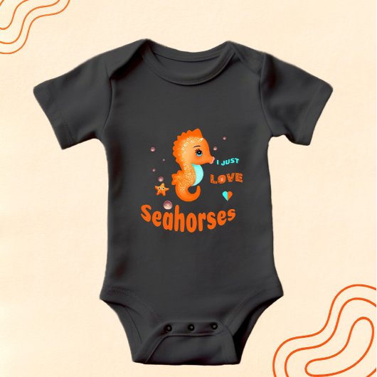 Niedlich-orangefarbenes Seepferd Baby Strampler