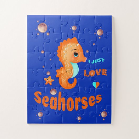 Niedlich-orangefarbenes Seepferd Puzzle (Vertikal)