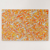 Niedlich orangefarbenes, wirbelfarbenes Design Puzzle (Horizontal)