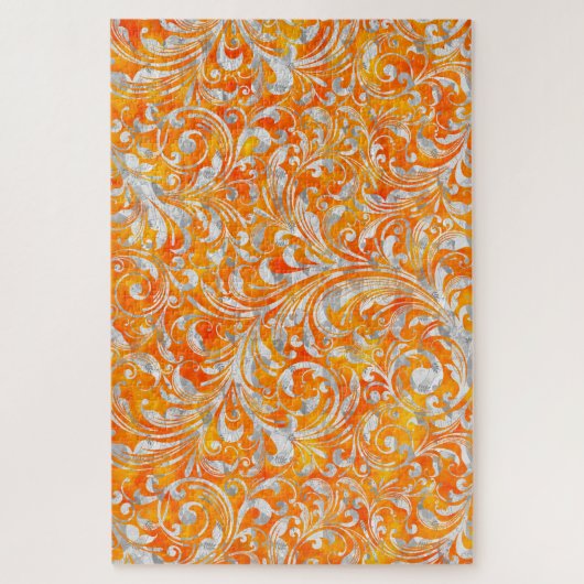 Niedlich orangefarbenes, wirbelfarbenes Design Puzzle (Vertikal)