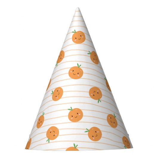 Niedlich Orangen Print - Party Hat Partyhütchen (Vorderseite)