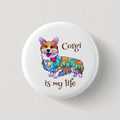 Niedlich Orangenkorgi für eine positive Stimmung Button (Vorderseite)