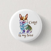 Niedlich Orangenkorgi für eine positive Stimmung Button (Vorderseite)