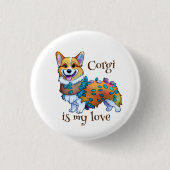 Niedlich Orangenkorgi für eine positive Stimmung Button (Vorderseite)