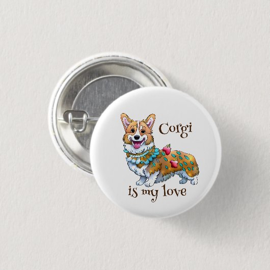 Niedlich Orangenkorgi für eine positive Stimmung Button (Vorne & Hinten)