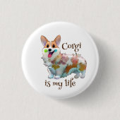 Niedlich Orangenkorgi für eine positive Stimmung Button (Vorderseite)