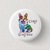 Niedlich Orangenkorgi für eine positive Stimmung Button (Vorderseite)