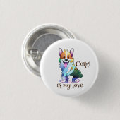 Niedlich Orangenkorgi für eine positive Stimmung Button (Vorne & Hinten)