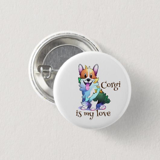 Niedlich Orangenkorgi für eine positive Stimmung Button (Vorne & Hinten)