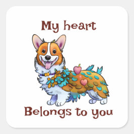 Niedlich Orangenkorgi für eine positive Stimmung Quadratischer Aufkleber