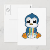 Niedlich-Orangenpinguin Postkarte (Vorne/Hinten)