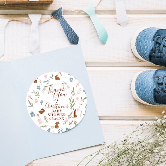 Niedlich Osterblütenkaninchen kleiner Hasen danke Runder Aufkleber