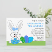 Niedlich Osterbrunch Party "Bunny and Eggs" Einladung (Stehend Vorderseite)