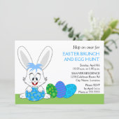 Niedlich Osterbrunch Party "Bunny and Eggs" Einladung (Stehend Vorderseite)