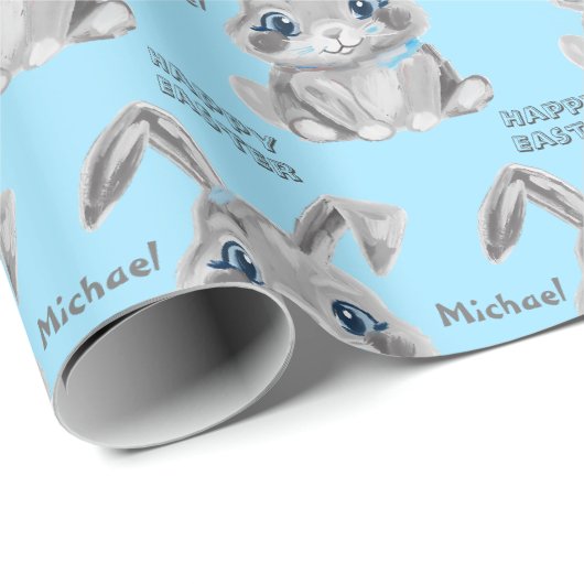 Niedlich Osterbrunnes Boys Blue Geschenkpapier (Rolleneckpunkt)