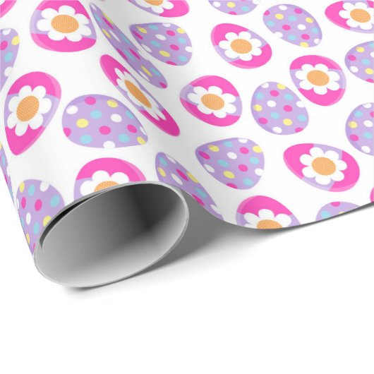 Niedlich Ostereier Rosa Lila Blüte Geschenkpapier (Rolleneckpunkt)