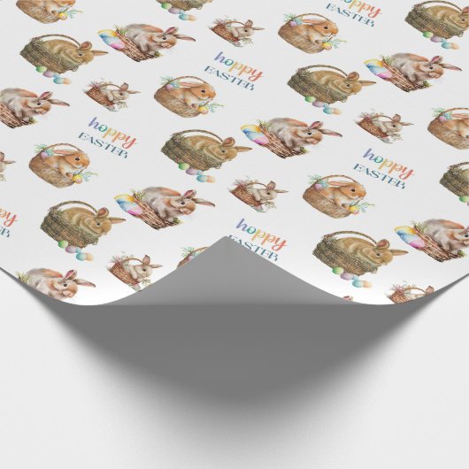 Niedlich Osterfarben Bunny Pattern Geschenkpapier (Ecke)