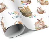 Niedlich Osterfarben Bunny Pattern Geschenkpapier (Rolleneckpunkt)