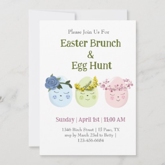 Niedlich Osterfeiertag Einladung zur Eizelljagd (Vorderseite)