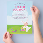 Niedlich Osterfest Bunny Egg Hunt Party Flyer (Hand)