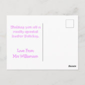 Niedlich Osterfest Kindergarten Lehrerin Girl Pink Postkarte (Rückseite)