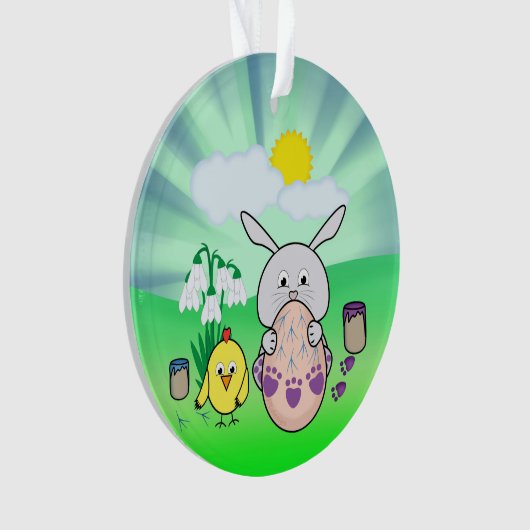 Niedlich Ostergeblasenes und kiches Ostereier Ornament (Vorderseite)