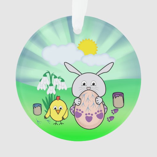 Niedlich Ostergeblasenes und kiches Ostereier Ornament (Vorderseite)