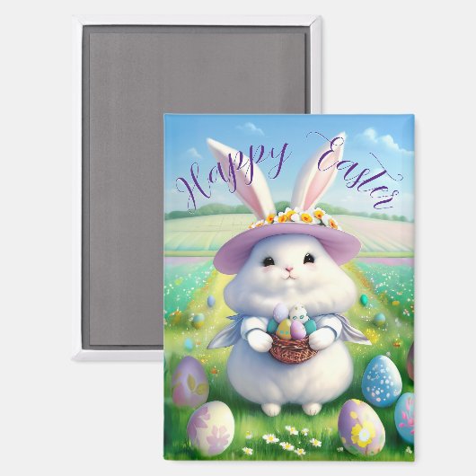 Niedlich Osterhase 01 Magnet (Vorderseite/Rückseite)