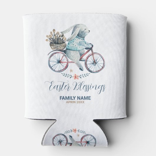 Niedlich Osterhase auf dem Bike Dosenkühler (Rückseite)