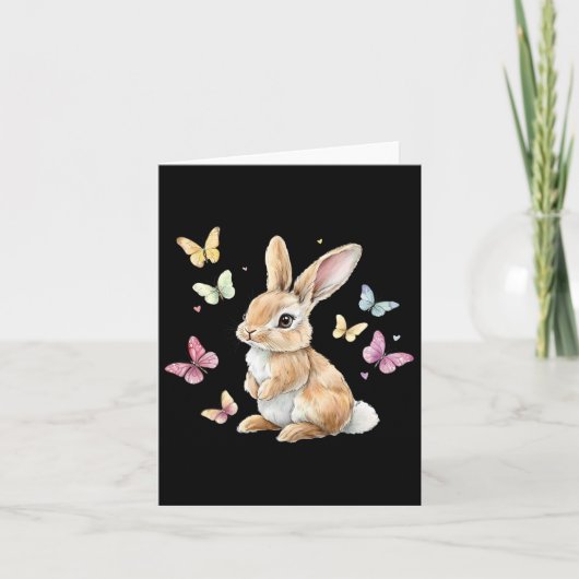 Niedlich Osterhase Butterfly Karte (Vorderseite)