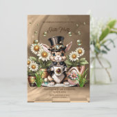 Niedlich Osterhase. Einladung (Stehend Vorderseite)