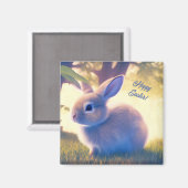 Niedlich Osterhase, Frohe Ostern - personalisierba Magnet (Vorderseite/Rückseite)
