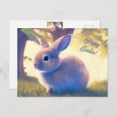 Niedlich Osterhase, Frohe Ostern - personalisierba Postkarte (Vorne/Hinten)