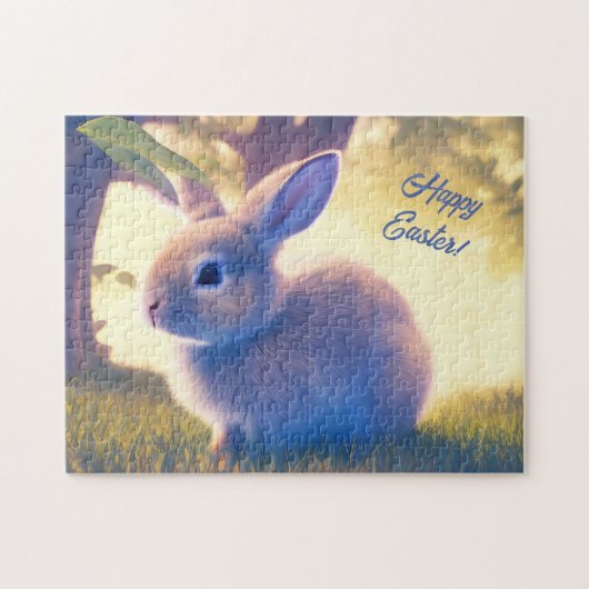 Niedlich Osterhase, Frohe Ostern - personalisierba Puzzle (Horizontal)