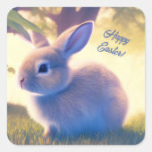 Niedlich Osterhase, Frohe Ostern - personalisierba Quadratischer Aufkleber (Vorderseite)