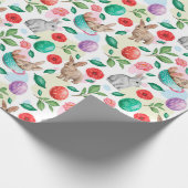 Niedlich Osterhase & Frühlingsblumen Geschenkpapier (Ecke)