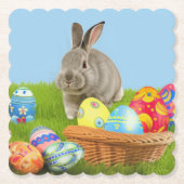 Niedlich Osterhase für positive Stimmung Papier Ko Untersetzer (Vorderseite)