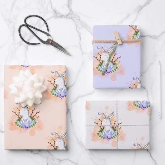Niedlich Osterhase Geschenkpapier Set (Vorderseite)