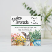 Niedlich Osterhase im Garten Ostern Brunch Einladung (Stehend Vorderseite)