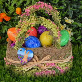 Niedlich Osterhase in den Blume Geschenkanhänger