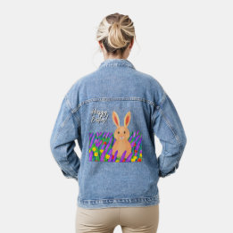 Niedlich Osterhase in den Blume Jeansjacke