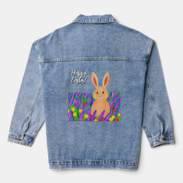 Niedlich Osterhase in den Blume Jeansjacke